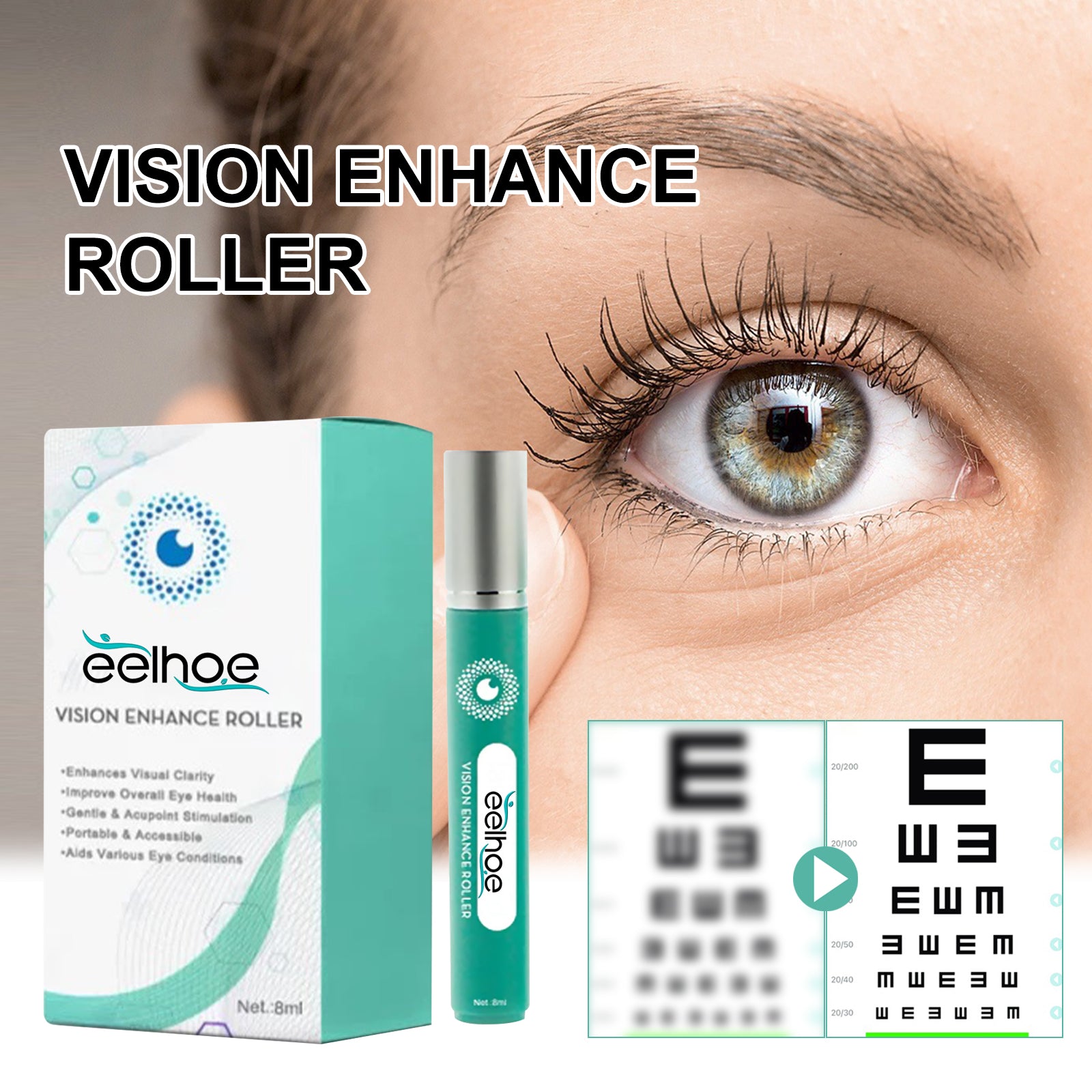 EELHOE Eye Massage Roller Relax Eye Vision Relieve Dry Eyes Fatigue Care Massage Roller