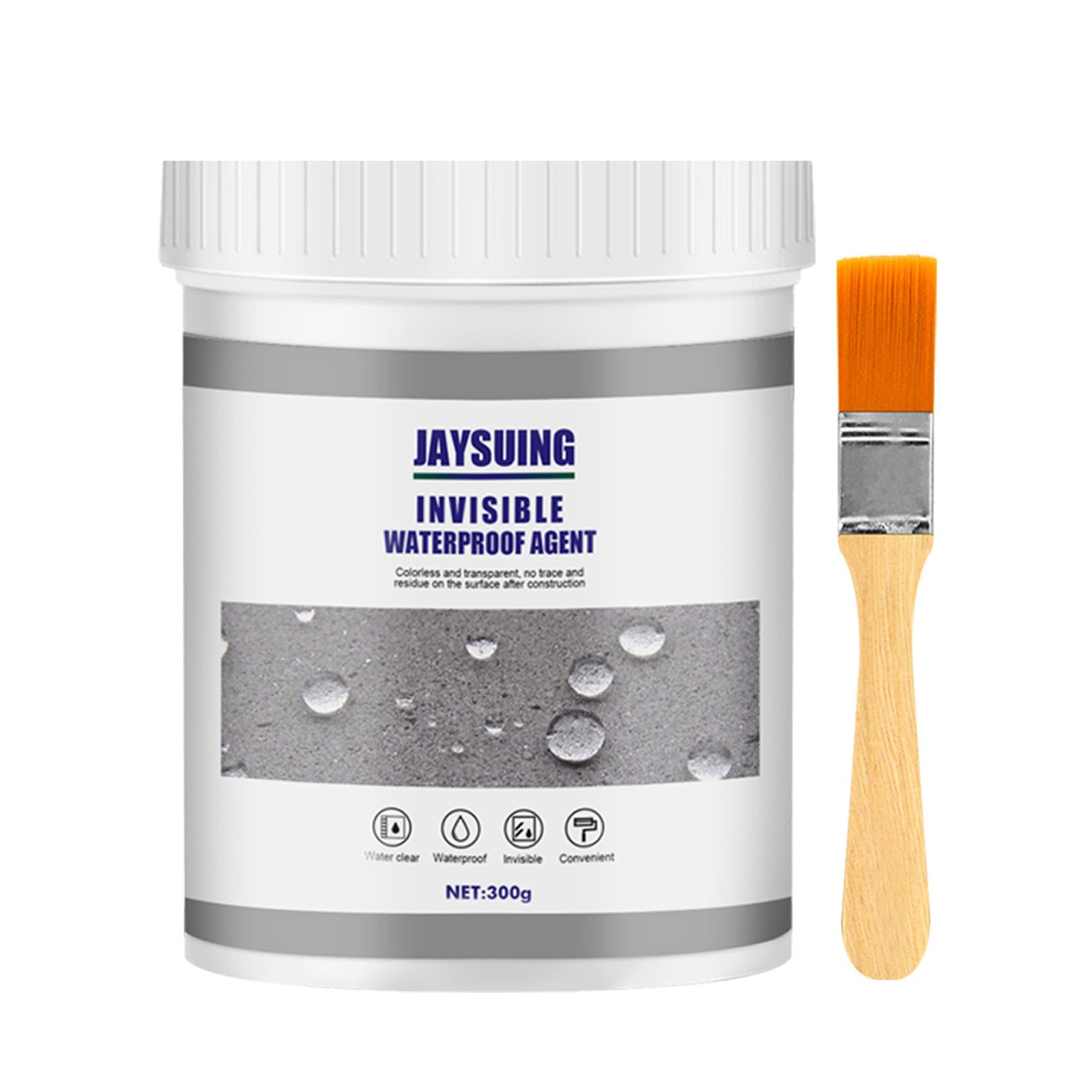 Jaysuing Waterproof Sealant（300g Add brush） Bathroom Kitchen Exterior Wall No-Brick Breaking Leak Repair Coating Waterproof Adhesive