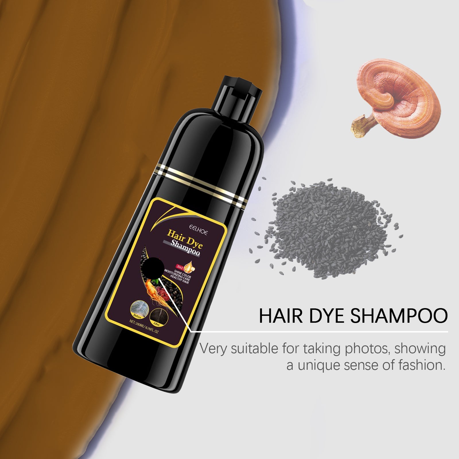 EELHOE White to Black Shampoo（Black） Polygonum Multiflorum Essence Nourishing Cleansing Repair Black Smooth Hair Shampoo