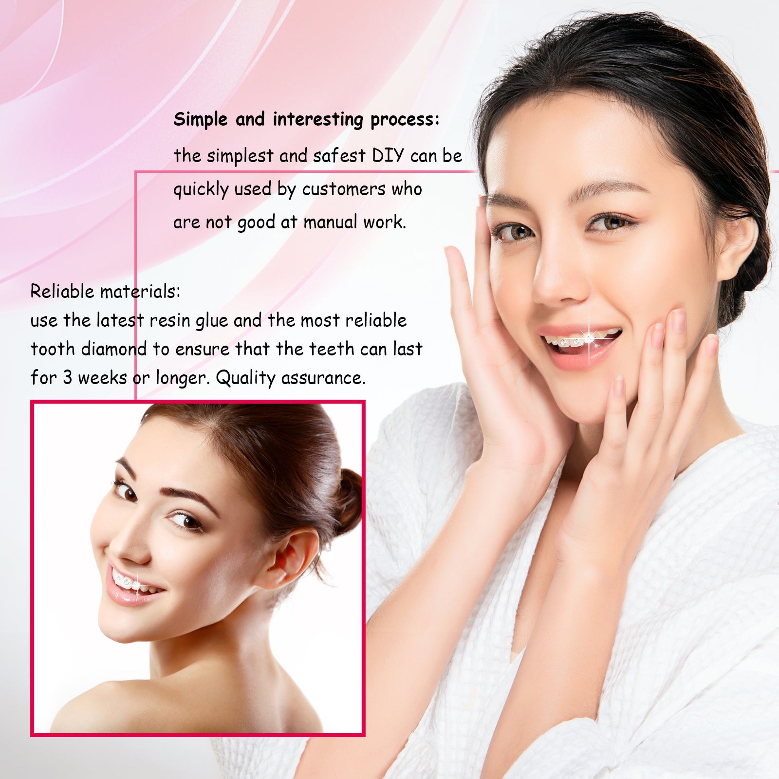 Jaysuing Tooth Gem Kit Jewelry Easy to Disassemble and Install Crystal Tooth Drill Tooth Decoration Shiny Stickers