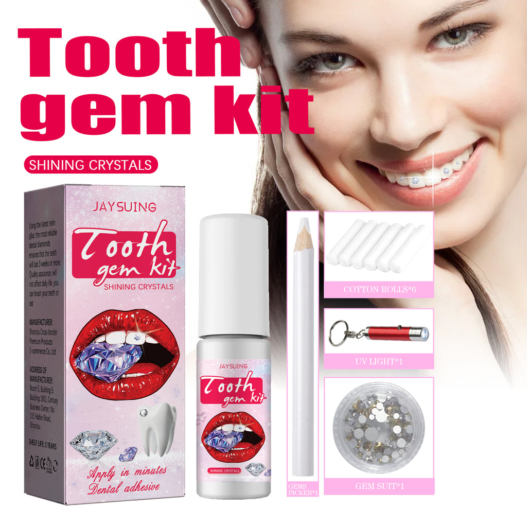 Jaysuing Tooth Gem Kit Jewelry Easy to Disassemble and Install Crystal Tooth Drill Tooth Decoration Shiny Stickers