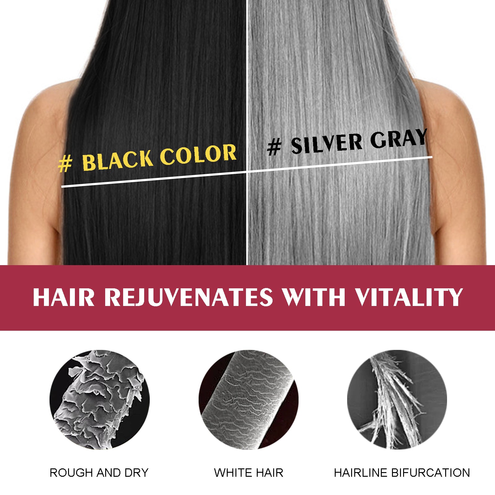 EELHOE Black Hair Dye Shampoo（Silver Gray） Mild, non-irritating, moisturizing scalp, easy color-changing hair shampoo