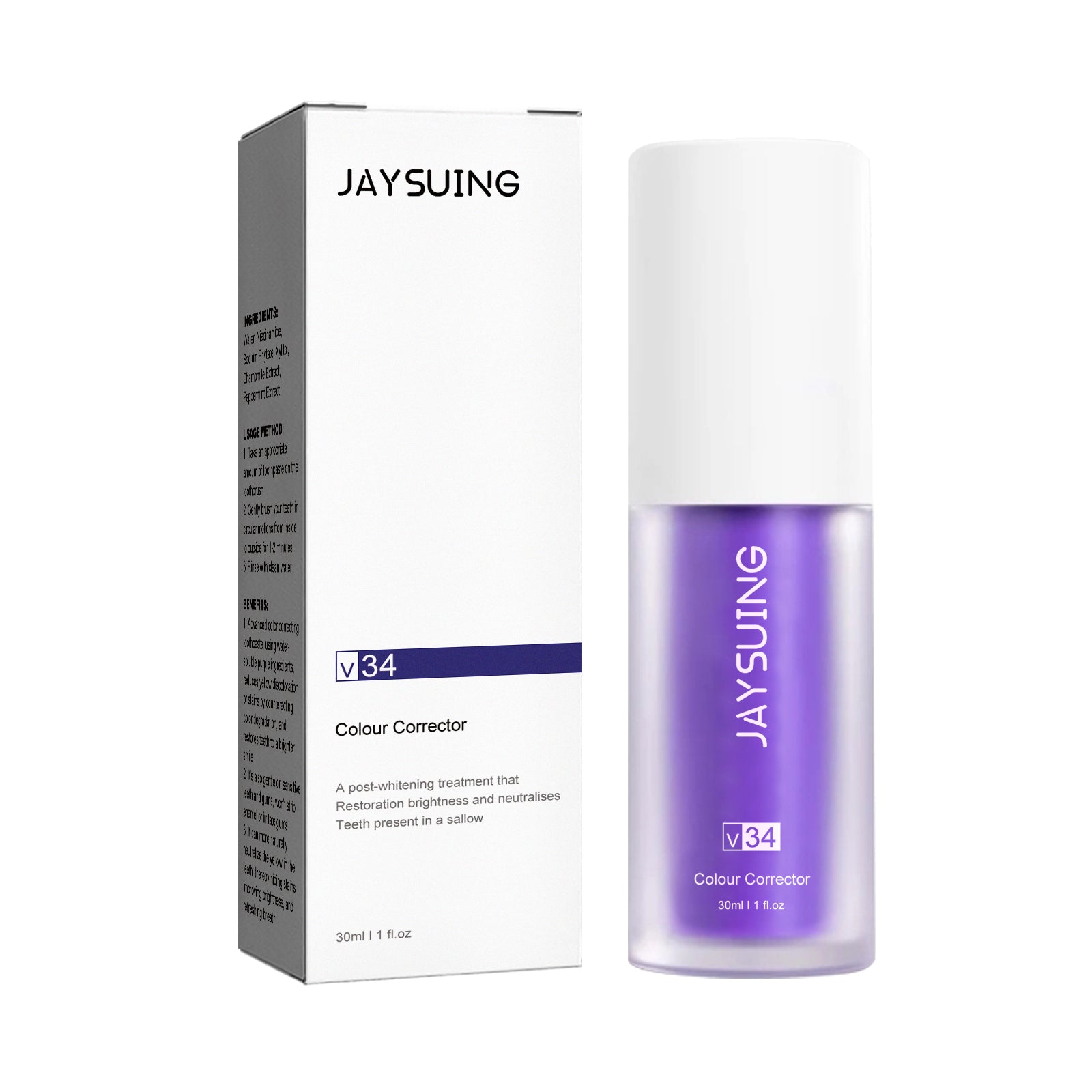 Jaysuing V34 Purple Toothpaste Clean Oral Odor Tooth Stain Whitening Teeth Care Toothpaste