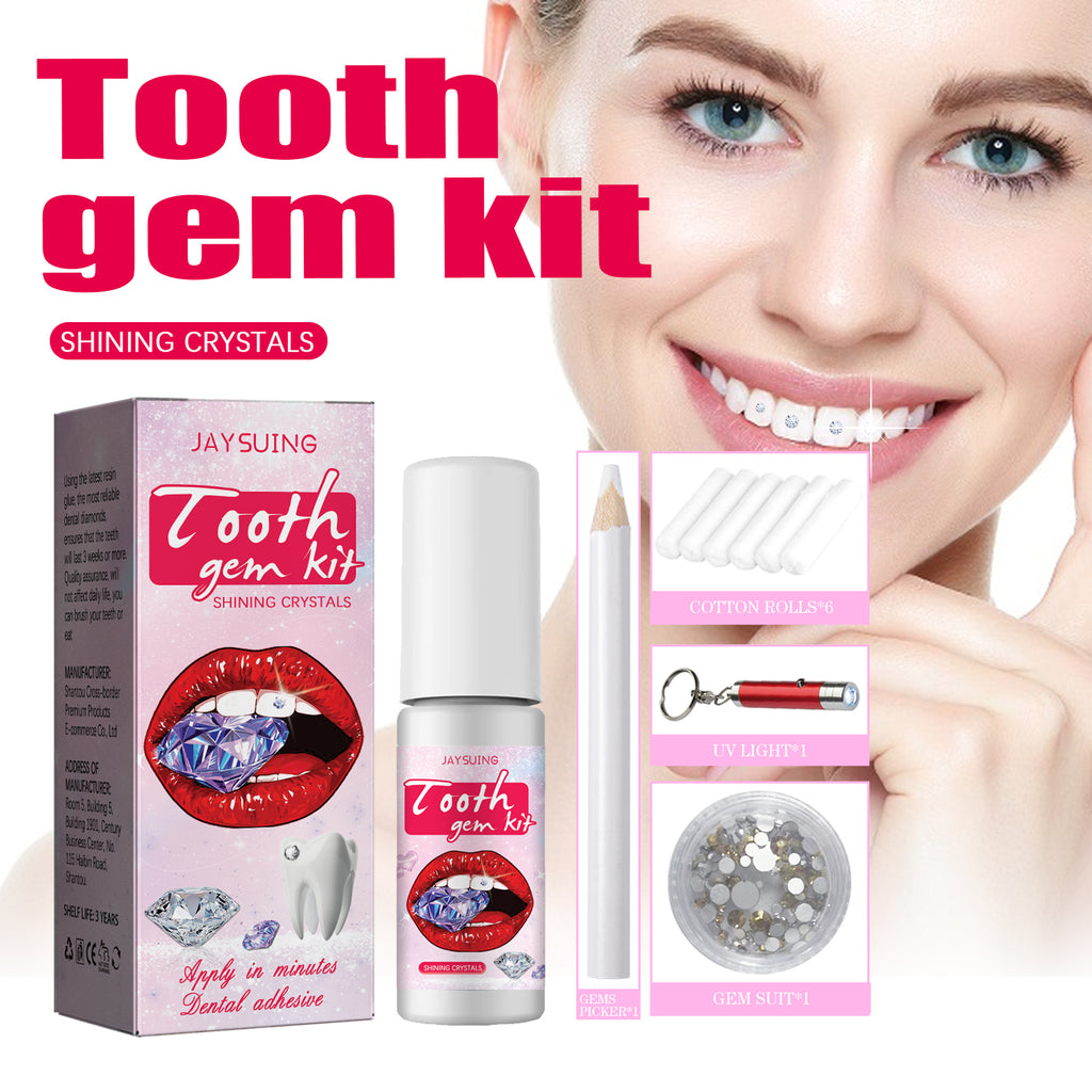Jaysuing Tooth Gem Kit Jewelry Easy to Disassemble and Install Crystal Tooth Drill Tooth Decoration Shiny Stickers