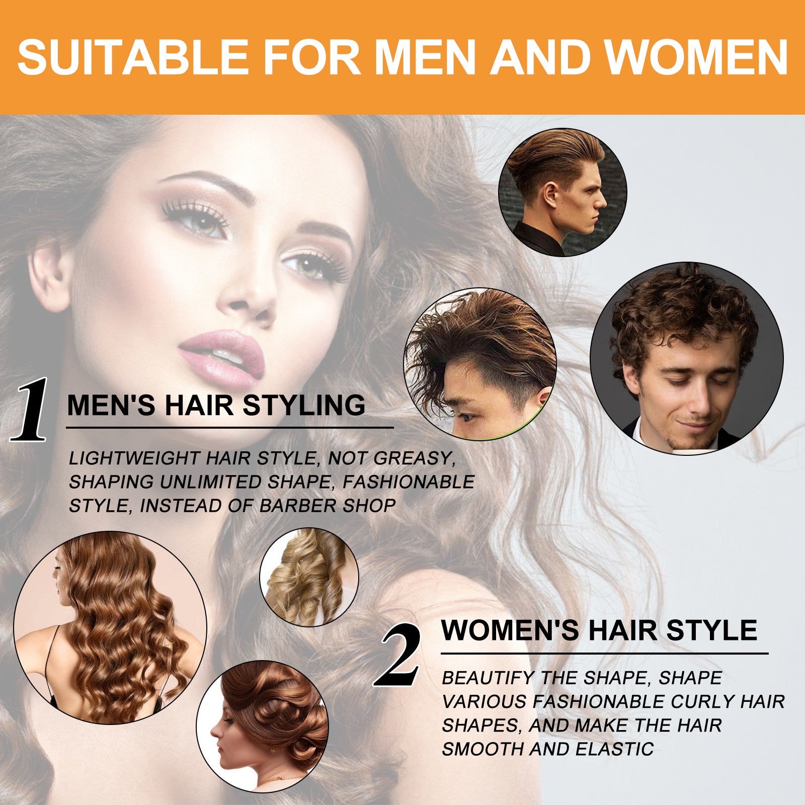 Jaysuing Moisturizing Styling Cream Fluffy Curly Hair Styling Hydrating Glossy Hair Frizz Repair Cream