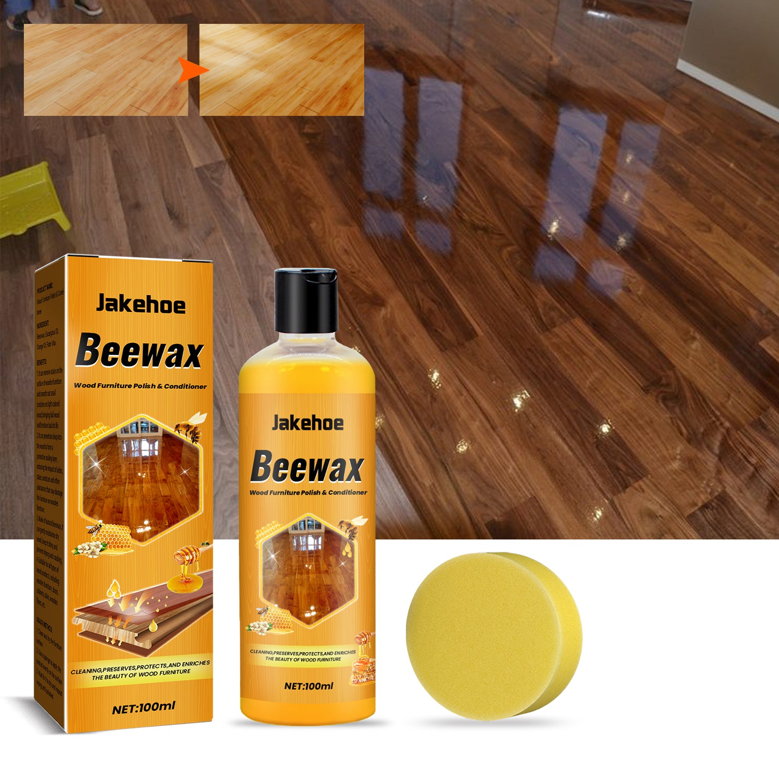Jakehoe Floor Cleaner Home Wooden Floor Protection Cleaning Maintenance Wax Stain Removal Dustproof Brightening Polishing