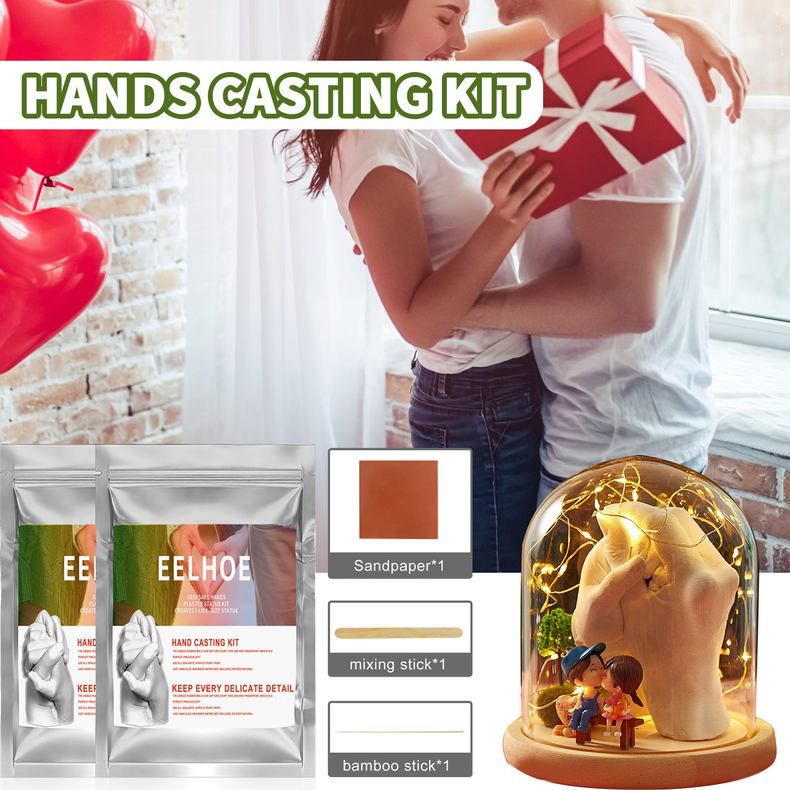 EELHOE Couple Hand Cloning Powder Infant and Toddler Three-Dimensional Hand and Foot Model Making Materials Valentine's Day Gift