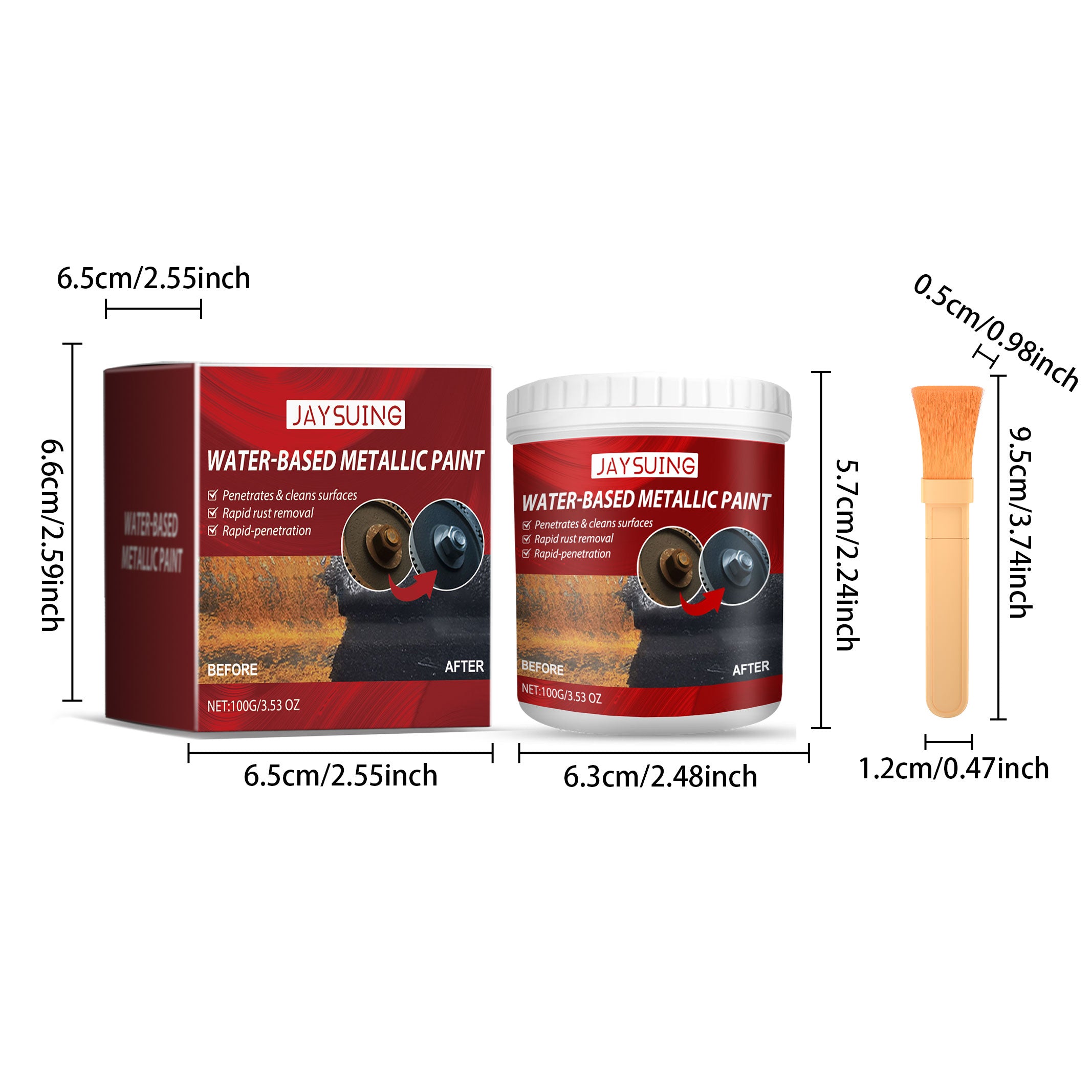 Jaysuing Rust-Free Primer（100g） Metallic Paint Anti-Rust Radiator Anti-Corrosion Conversion Renovation Coating Primer Conversion Agent