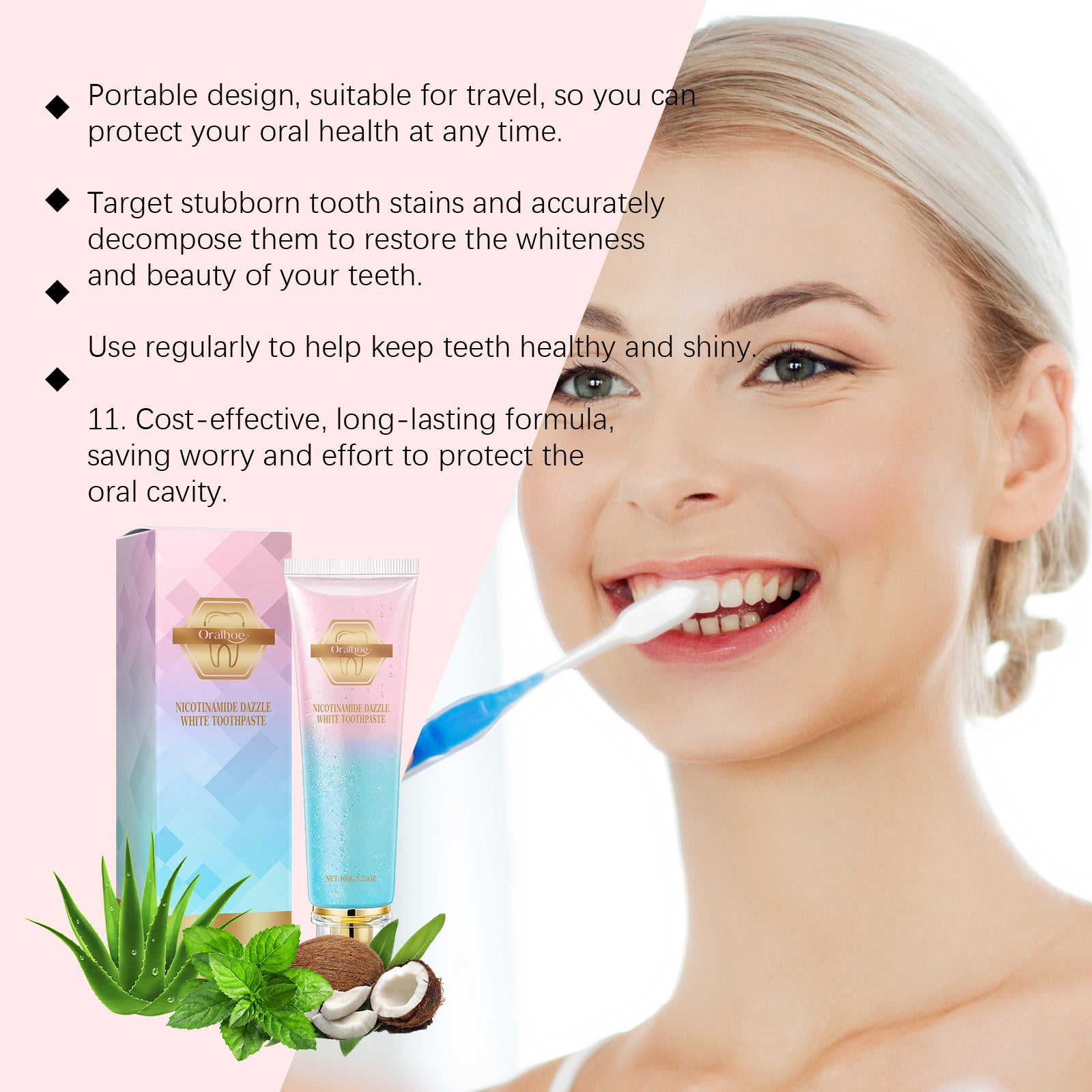 Oralhoe Nicotinamide Toothpaste Clean Odor Dirt Protect Teeth Oral Daily Care Mint Toothpaste