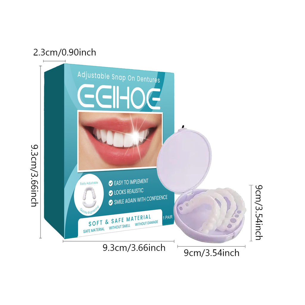EELHOE Adjustable Snap-on Dentures Temporary Tooth Filling Gap Repair Teeth Correction Denture Kit