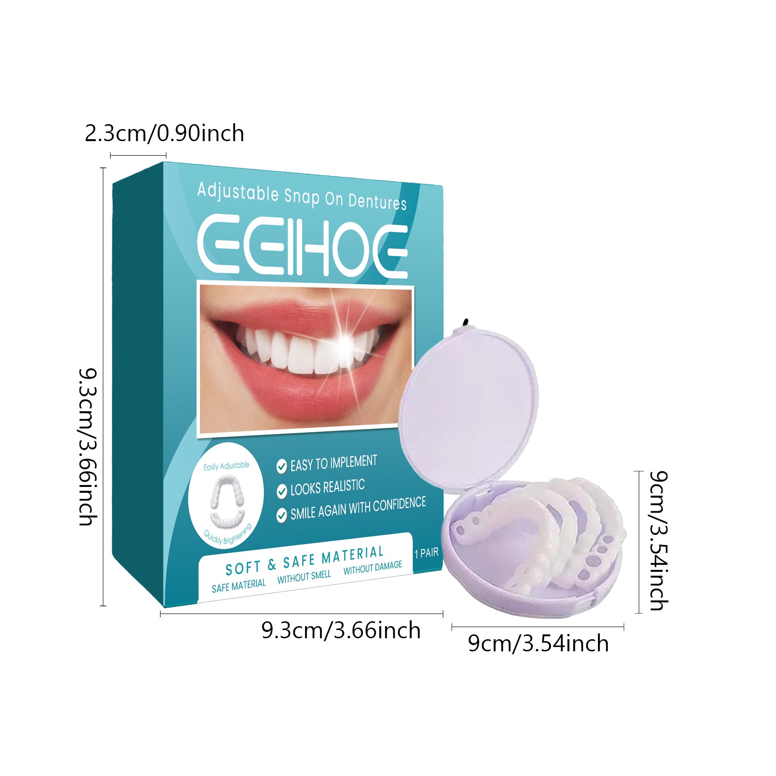 EELHOE Adjustable Snap-on Dentures Temporary Tooth Filling Gap Repair Teeth Correction Denture Kit
