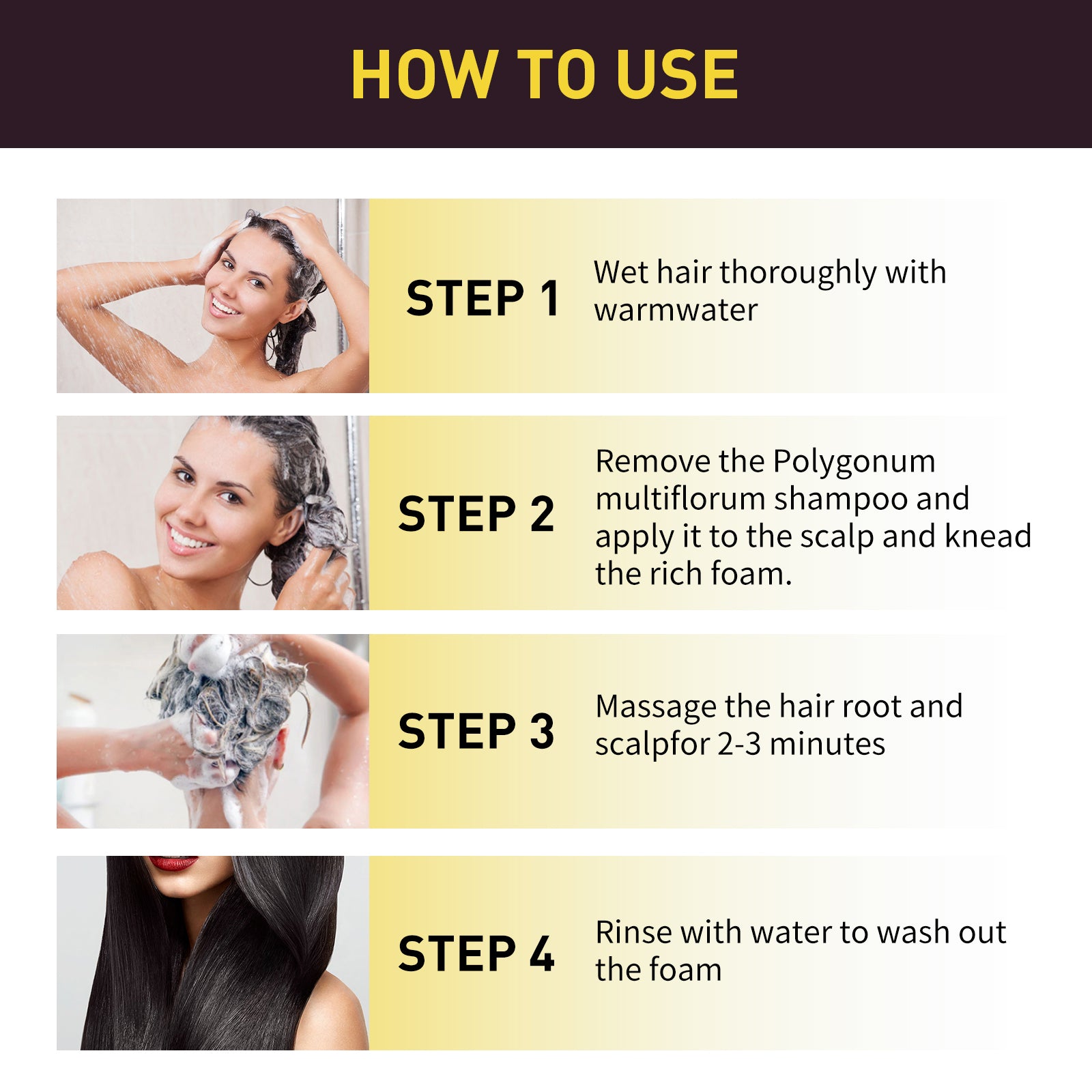 EELHOE Black Hair Shampoo（Black） Polygonum Multiflorum Essence Black Nourishing Hair Cleansing Repair Smooth Shampoo