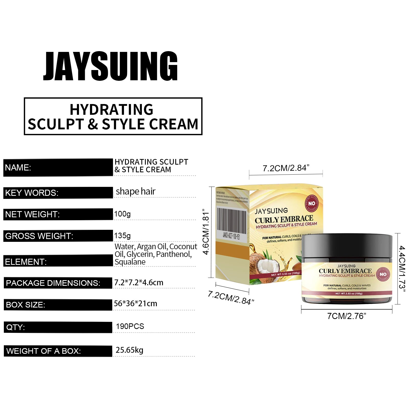 Jaysuing Moisturizing Styling Cream Fluffy Curly Hair Styling Hydrating Glossy Hair Frizz Repair Cream