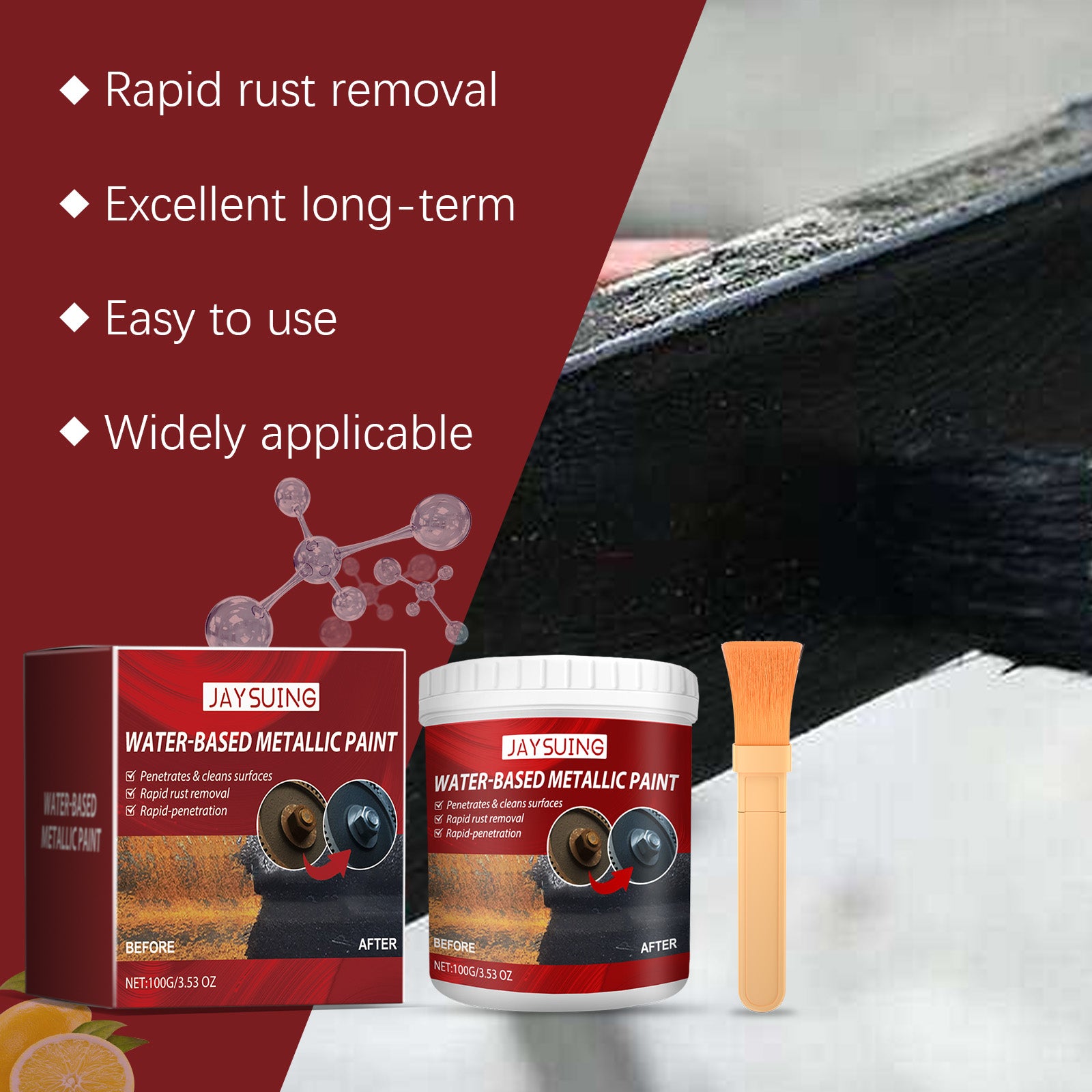 Jaysuing Rust-Free Primer（100g） Metallic Paint Anti-Rust Radiator Anti-Corrosion Conversion Renovation Coating Primer Conversion Agent