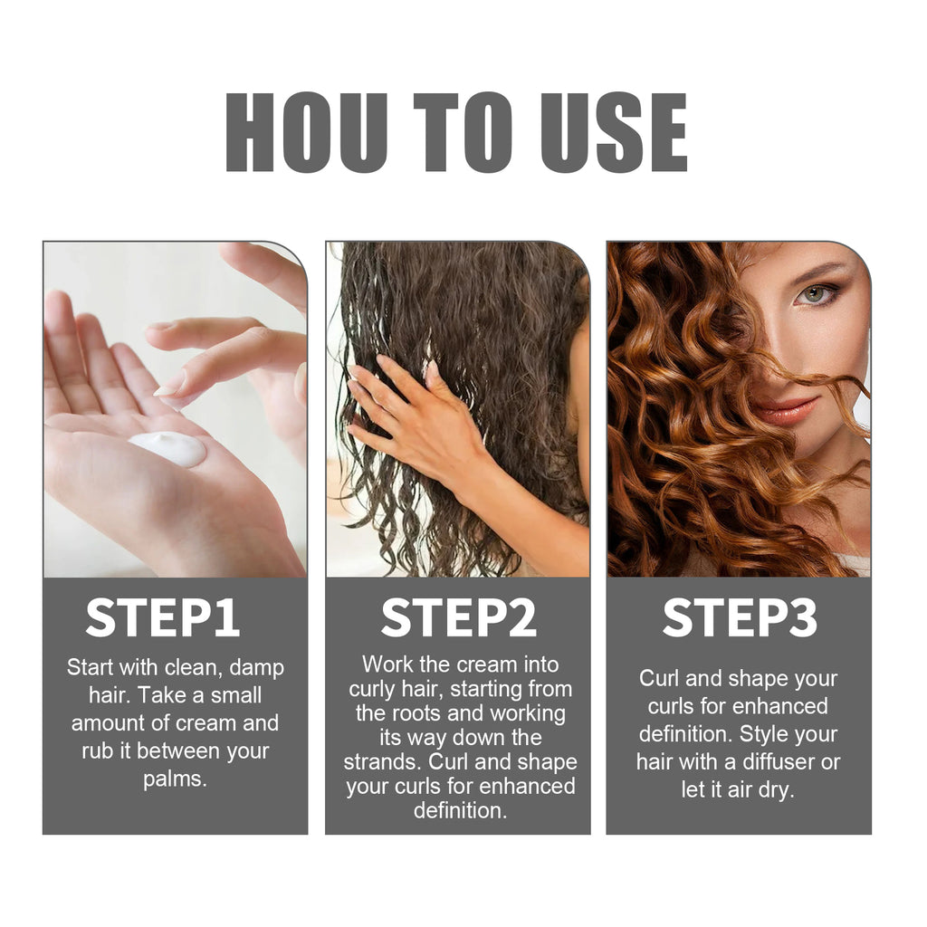 Jaysuing Moisturizing Styling Cream Fluffy Curly Hair Styling Hydrating Glossy Hair Frizz Repair Cream