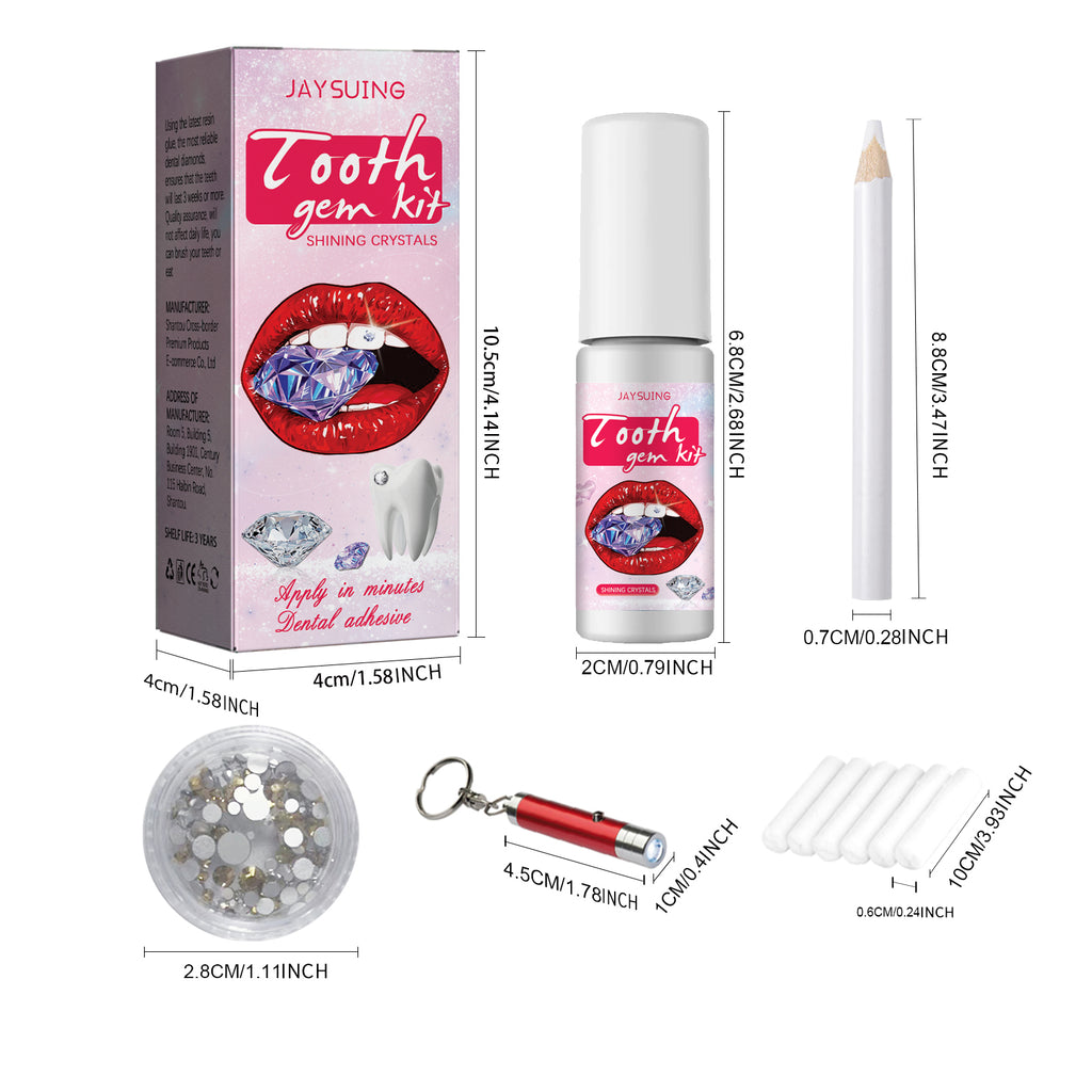 Jaysuing Tooth Gem Kit Jewelry Easy to Disassemble and Install Crystal Tooth Drill Tooth Decoration Shiny Stickers