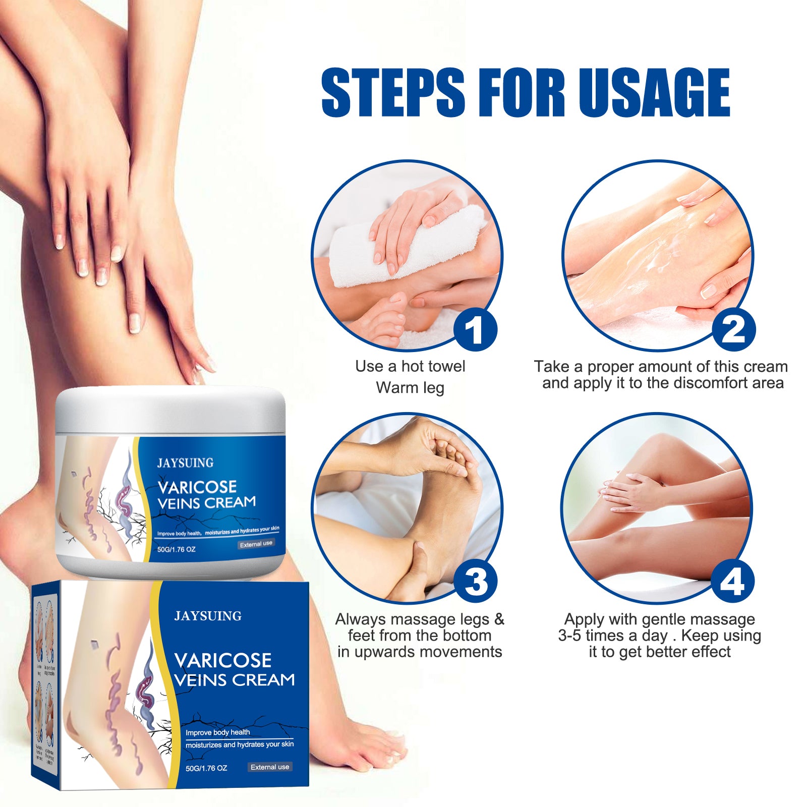 Jaysuing Leg Repair Cream Gentle Massage Leg Soothing Body Care Leg Relief External Use Lotion