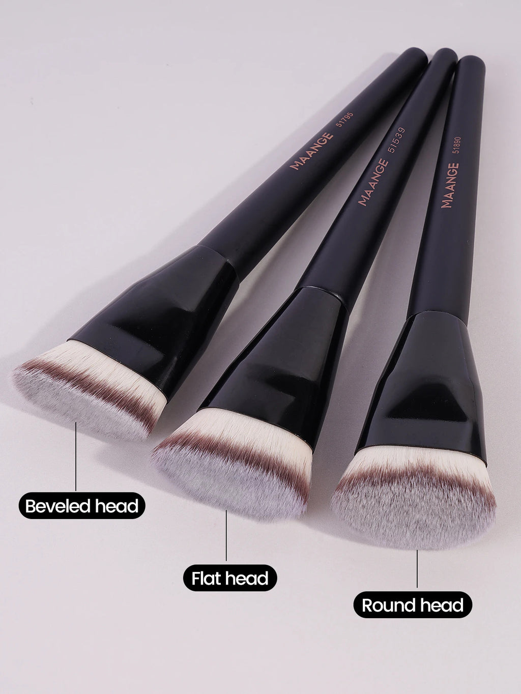 MAANGE 3pcs Makeup Brush Set Angle Round Flat Head Foundation Brush Soft Bristle With Box Skin-friendly Makeup Tool for Beauty