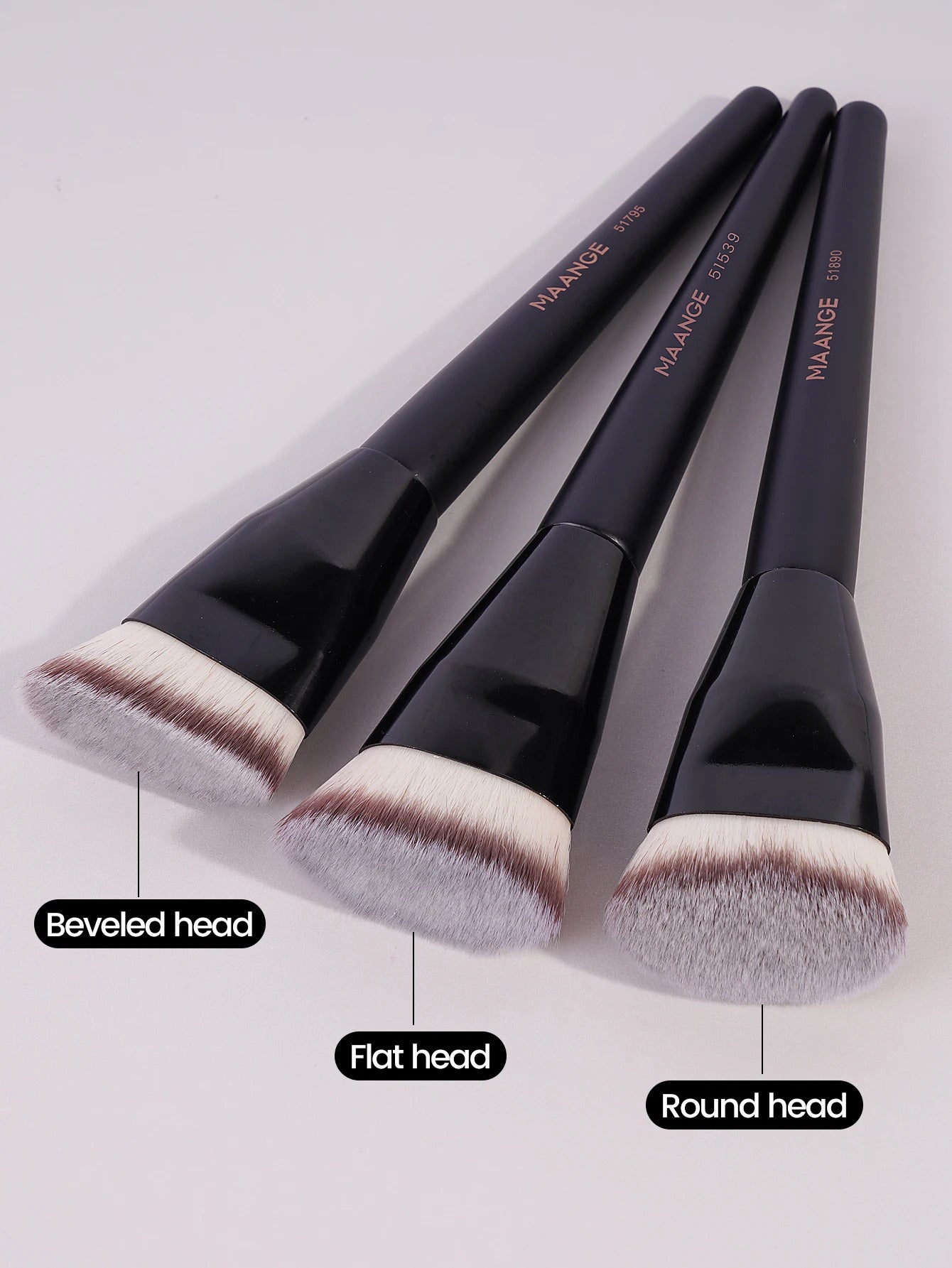 MAANGE 3pcs Makeup Brush Set Angle Round Flat Head Foundation Brush Soft Bristle With Box Skin-friendly Makeup Tool for Beauty