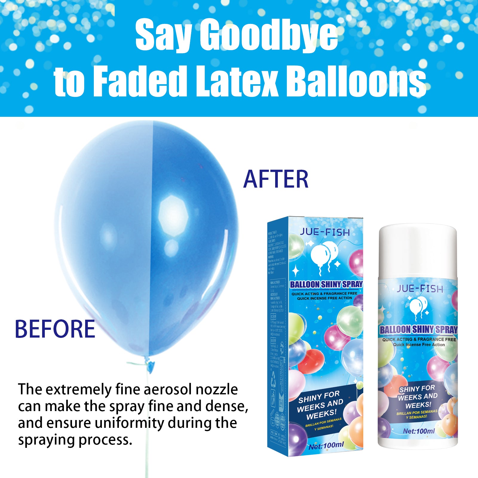 Jue-Fish Aerosol Balloon Spray Balloon surface texture gloss long-lasting non-oxidizing fade spray