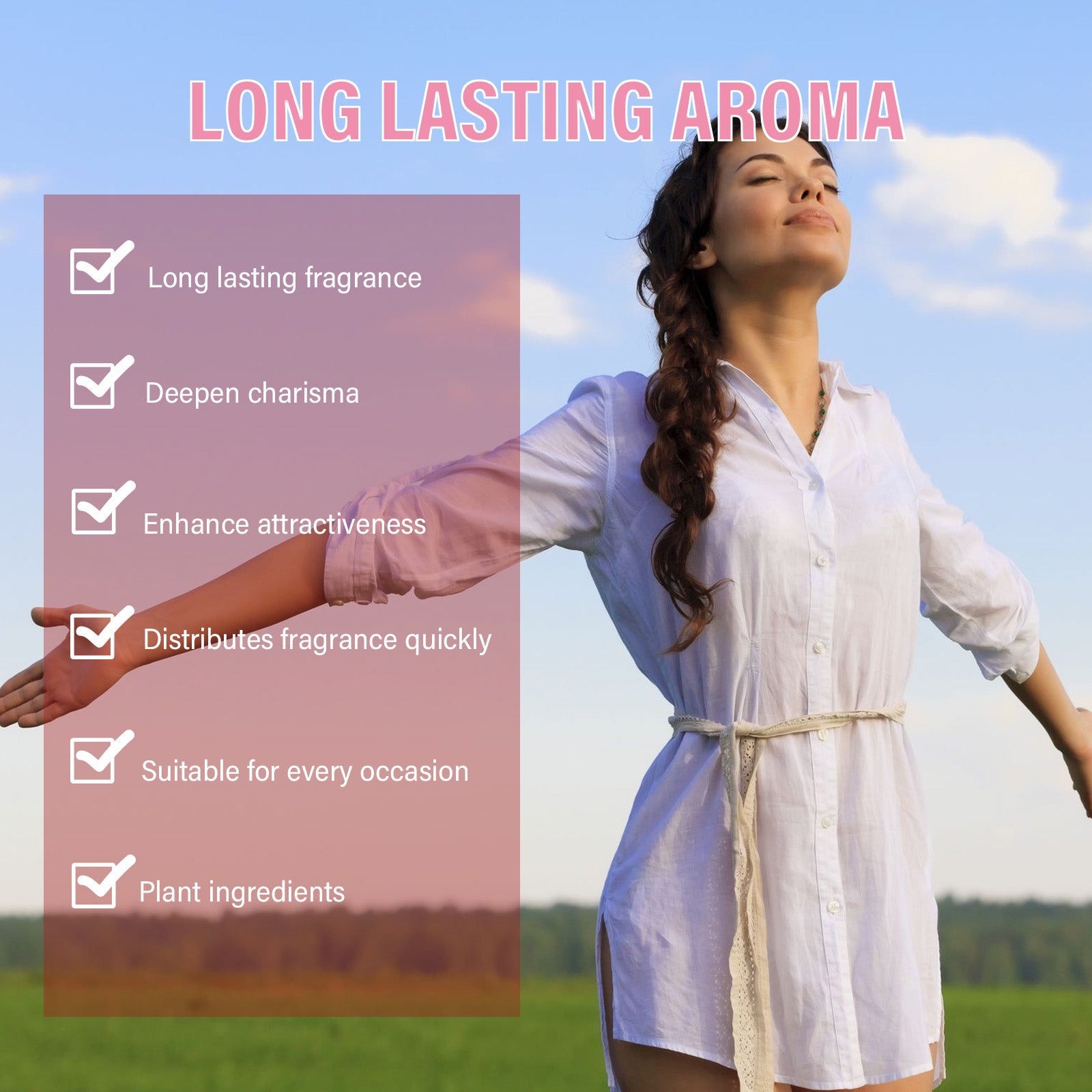 Roxelis Pheromone Perfume Rose fresh and elegant perfume, exudes charm during dates, long-lasting fragrance for women