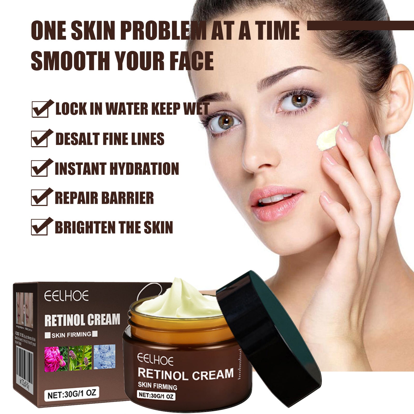 EELHOE Retinol Cream Anti-aging Firming Brightening Skin Tone Moisturizing Facial Cream