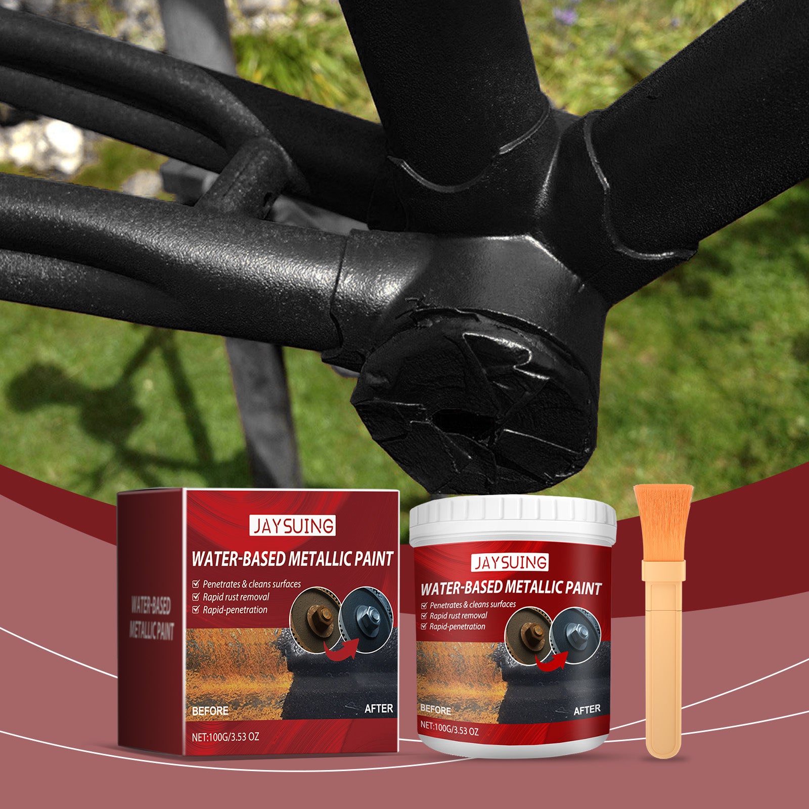 Jaysuing Rust-Free Primer（100g） Metallic Paint Anti-Rust Radiator Anti-Corrosion Conversion Renovation Coating Primer Conversion Agent