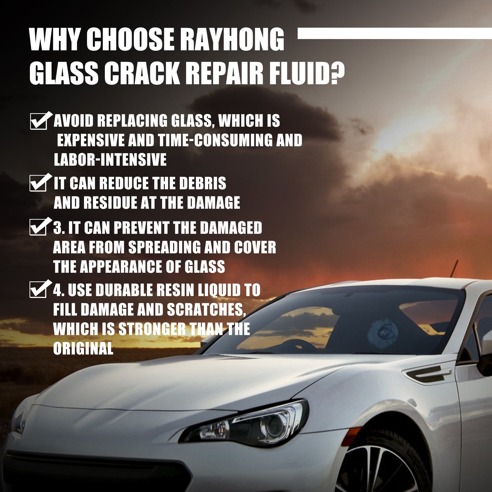 Rayhong Car Windshield Crack Repair Liquid Windshield Adhesive Liquid Crack Repair Seam Repair Agent