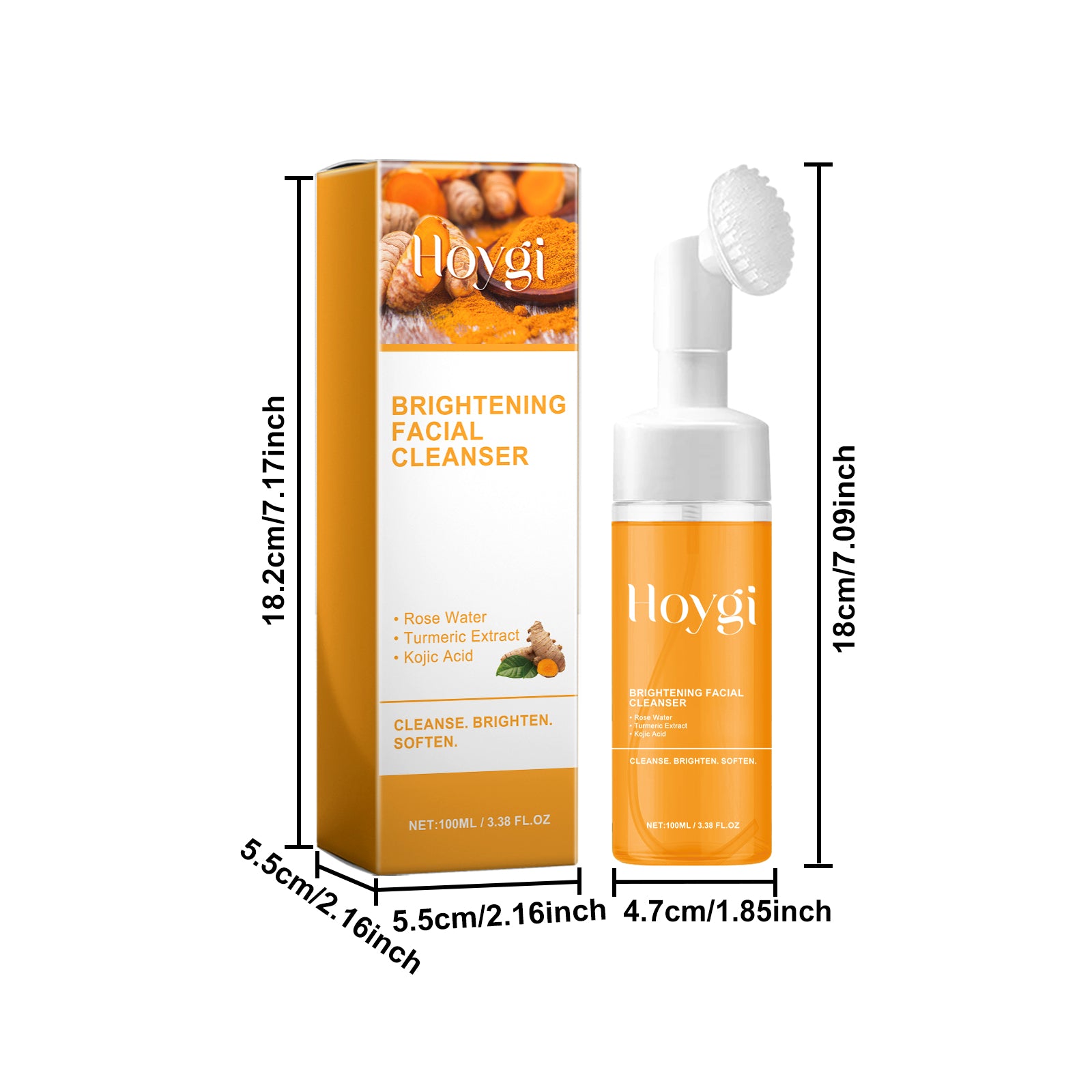 Hoygi Turmeric Facial Cleanser Deep cleansing facial skin, fading acne marks, moisturizing, brightening, and beautifying skin