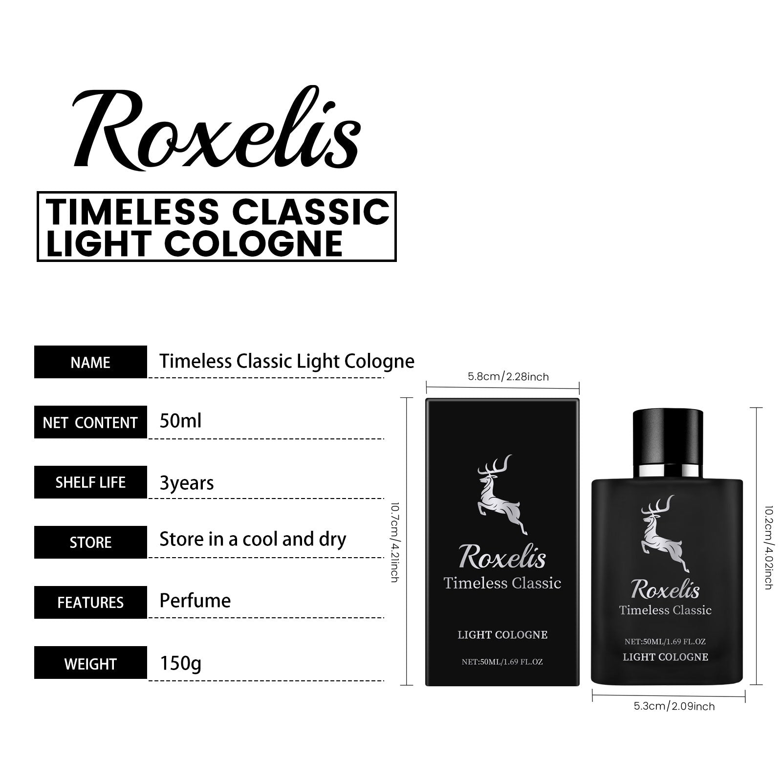 Roxelis Charm Perfume Classic cologne with a natural fresh scent that exudes elegance and long-lasting fragrance, perfect for casual dates