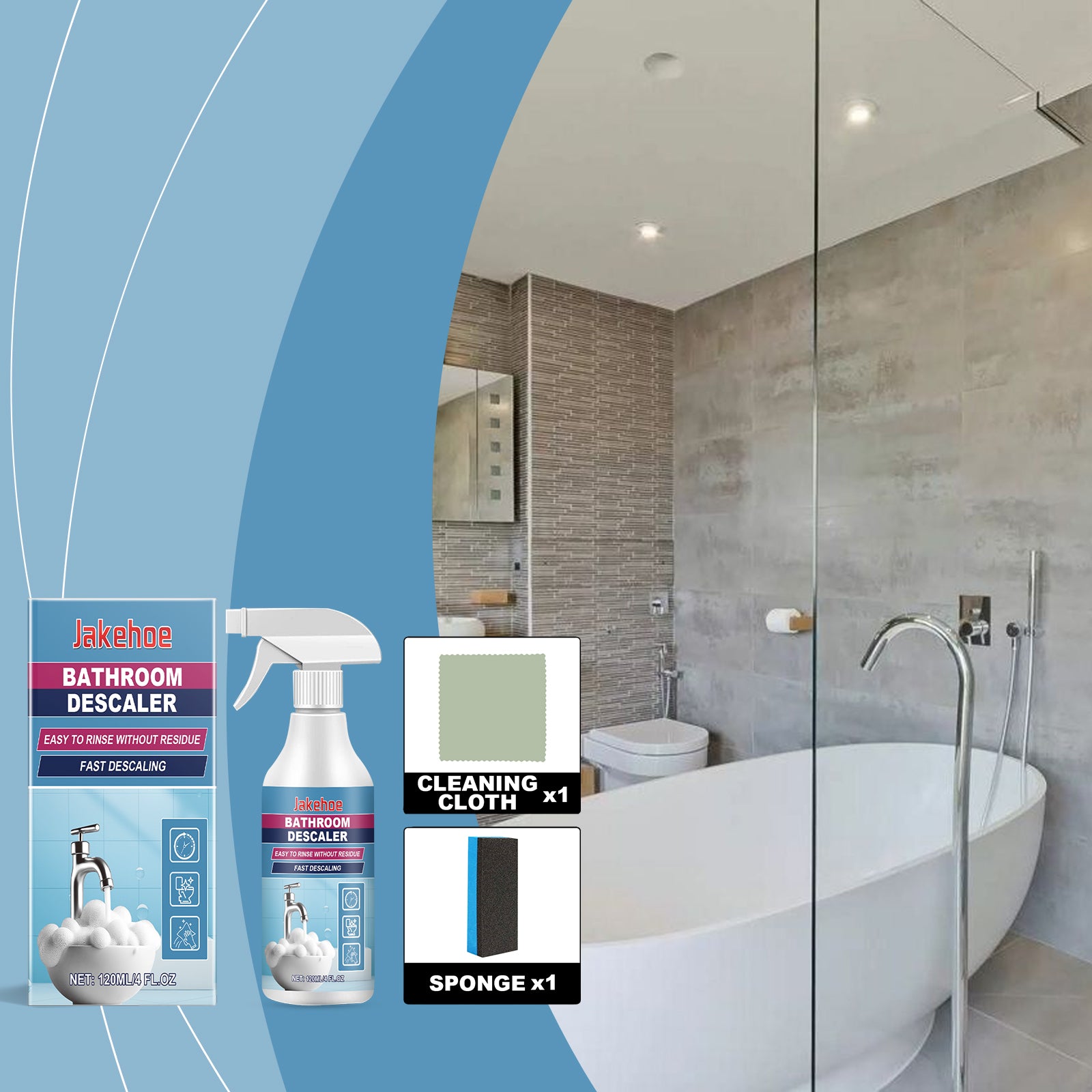 Jakehoe Bathroom Dirt Cleaner Bathroom Toilet Faucet Stain Removal Cleaning Multi-Functional Cleaner