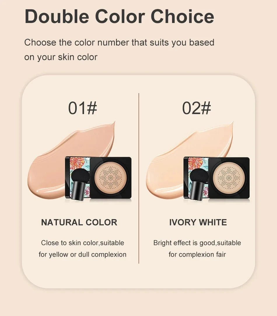 Mushroom Head Air Cushion, CC Cream Natural Moisturizing Foundation Concealer Whitening Oil-control Makeup Cosmetics BB Cream