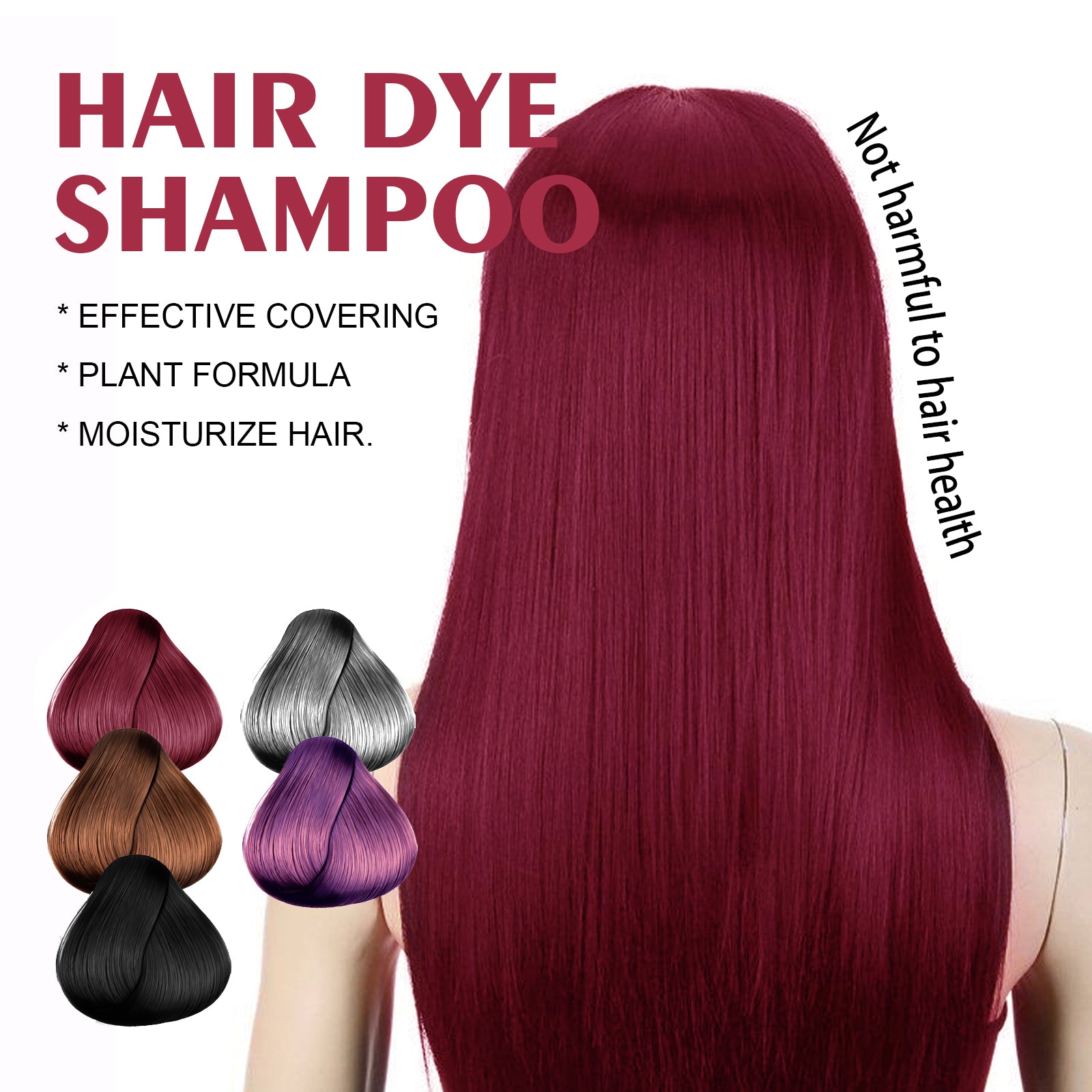 EELHOE Black Hair Dye Shampoo（Silver Gray） Mild, non-irritating, moisturizing scalp, easy color-changing hair shampoo