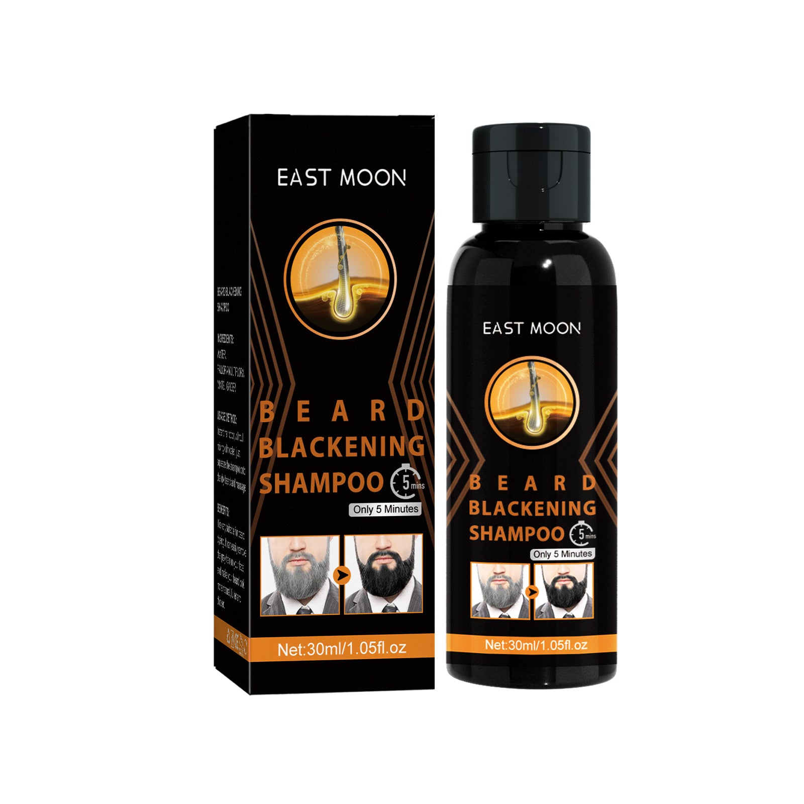 East Moon Men's Hair Cleansing Moisturizing Massage Shampoo for Smooth Black Hair