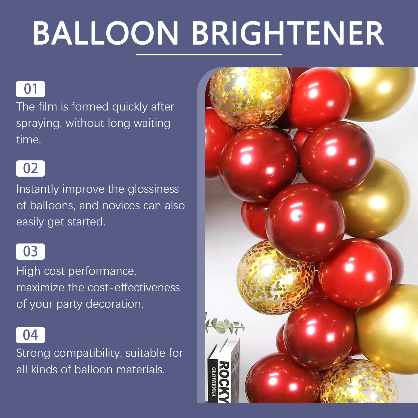 Dowmoo Party Balloon Brightener Enhance Party Atmosphere Balloons Long-lasting Bright Surface Texture Gloss Enhancer