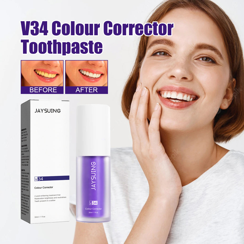 Jaysuing V34 Purple Toothpaste Clean Oral Odor Tooth Stain Whitening Teeth Care Toothpaste