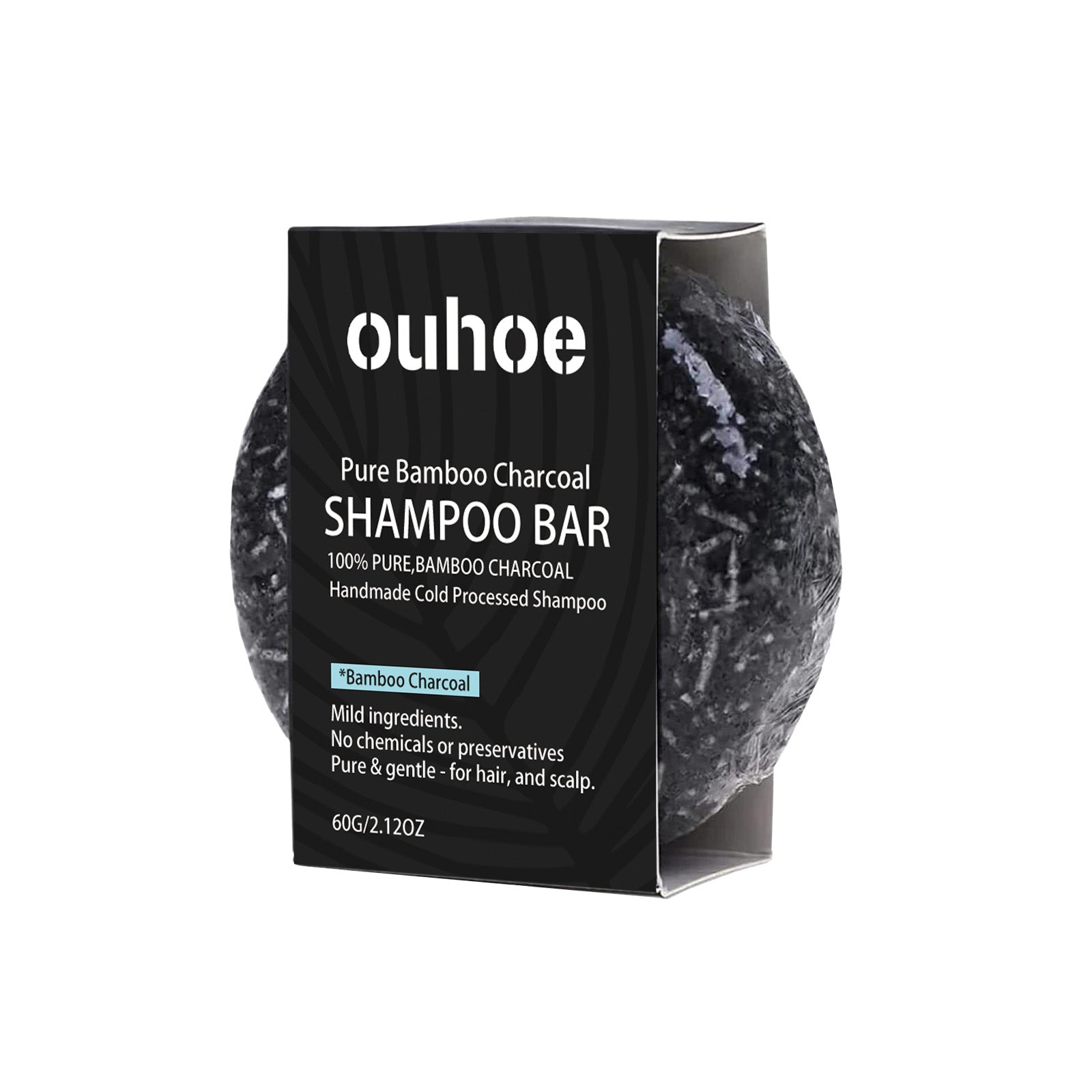 OUHOE Bamboo Charcoal Shampoo Soap Deep Cleansing Scalp Strengthening Hair Nourishing Repairing Dryness Shampoo Bar