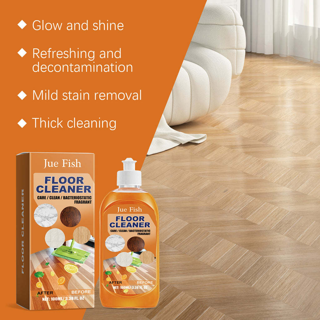 Jue-Fish Floor Cleaner Wood Floor Cleaning Polishing Brightening Powerful Stain Removal Descaling Tile Cleaner