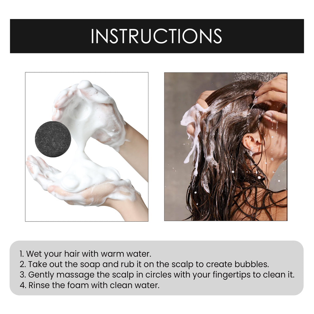 OUHOE Bamboo Charcoal Shampoo Soap Deep Cleansing Scalp Strengthening Hair Nourishing Repairing Dryness Shampoo Bar