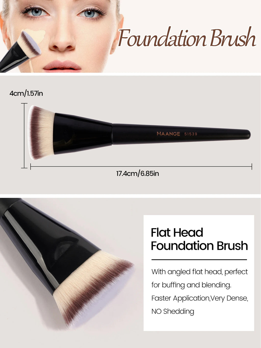 MAANGE 3pcs Makeup Brush Set Angle Round Flat Head Foundation Brush Soft Bristle With Box Skin-friendly Makeup Tool for Beauty